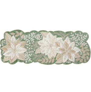 Elegant Embroidery Table Runner Cotton with Decorative Seed <b>Beads</b> for Christmas Halloween Parties & Weddings - Product Image 1