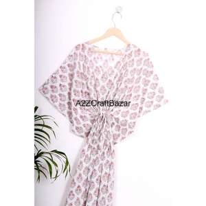 Vestido Kaftán de Algodón con Estampado Floral Bohemio para Mujer, Estilo Casual para Fiestas Nocturnas, Cintura Natural, Diseño Tejido Ecológico y Lavable - Product Image 4