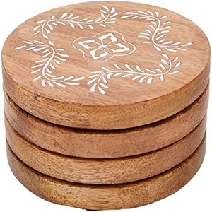 Lametierartz Juego de 6 posavasos de madera de bambú de diseño tradicional con soporte Vajilla Regalos para restaurantes - Product Image 5