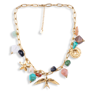 CUCOCUCA Collane con ciondolo fatte a mano 480250750 alla moda con pietre naturali e pezzi in acciaio inossidabile per uso quotidiano Spedizione UE in 48 ore - Product Image 2