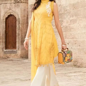 ชุดเดรสลำลองสำหรับไปงานปาร์ตี้ยาวถึงเข่าคอกลมของผู้หญิงมีกระดุมประดับลูกไม้ระบายอากาศได้ดีดีไซน์เนอร์2025บอลลีวูดเป็นมิตรกับสิ่งแวดล้อม - Product Image 1