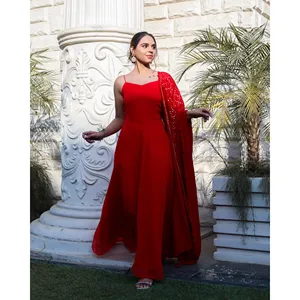 ชุดสูทผ้าไหมสีแดงกุหลาบสำหรับผู้หญิง - Product Image 2