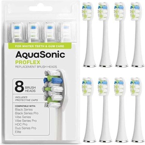 AquaSonic Proflex Paquete de 8 cabezales de cepillo de repuesto negros de cerdas suaves Limpieza de dientes más blanca para niños recargable eléctrica - Product Image 3
