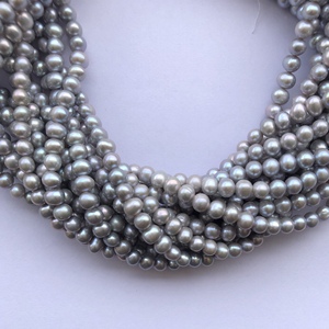 6mm 7mm couleur grise naturelle perle d'eau douce pierre pomme de terre forme perles gros brins perles de culture fabrication de bijoux collier - Product Image 3