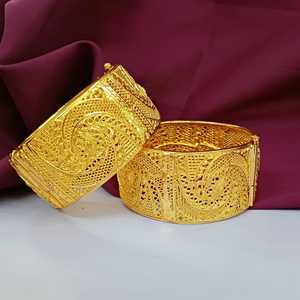 Mayorista Indio Joyería Estilo Filigrana Bisagra Grabada Que Se Puede Abrir Gran Amplia Pulsera Nupcial Brazaletes Conjunto de Joyas Para Mujeres - Product Image 3