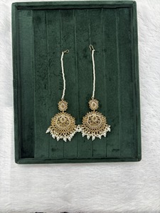 Ensemble de collier Kundan Vintage bijoux indiens ensemble de mariage en perles de mariée à la mode avec perle motif cloche boucles d'oreilles mode en gros - Product Image 4