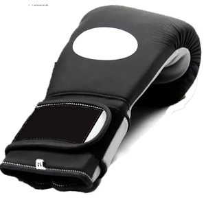 Black Faux Leather Boxing <b>Gloves</b> With Velcro Wrist Closure For Adults Training And Competition Use - Product Image 1