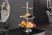 A.H. Support à gâteau décoratif fait main, design haut de gamme, grand, argenté brillant, en métal, 3 étages, couleur personnalisée, en stock, pour la maison et les fêtes