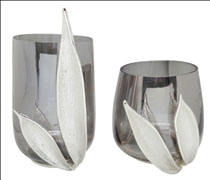 Lujoso jarrón de Metal de vidrio Diseño de hojas florales únicas Elegante Hogar Moderno Acento Decoración de la boda Sala de estar Arreglos florales - Product Image 5