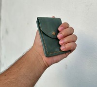 Dompet Kulit Sapi Asli Gaya Vintage Buatan Tangan Crazy Horse Anwar Enterprises Kulit Asli Ramah Lingkungan Model Pendek dengan Kancing