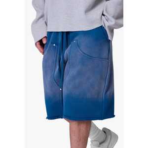 กางเกงขาสั้นผ้าคอตตอนสำหรับผู้ชายกางเกงขาสั้นผ้าคอตตอนแบบหลวมน้ำหนักมากตะวันตกสองชั้น XS-XXXL แบบกำหนดเอง - Product Image 3