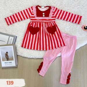 Pakaian Anak Modis Gaun Lucu untuk Bayi Hari Valentine Dua Potong RTS Setelan Bayi Perempuan dengan Ruffle Romper - Product Image 3