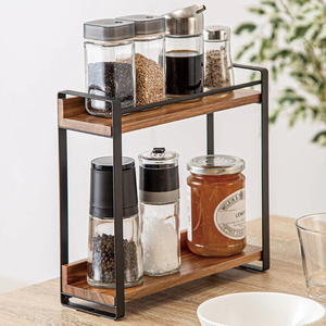 Porte-épices de cuisine grand support de stockage d'outils de cuisine avec étagère en bois support de pot à épices armoire étagère à épices - Product Image 2