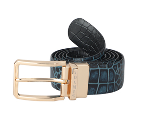 Ceinture réversible double face en cuir de vachette véritable avec boucle en alliage Logo personnalisé de style décontracté pour hommes d'affaires - Product Image 1