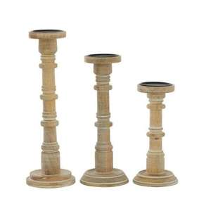 Juego DE CALIDAD DE EXPORTACIÓN DE 3 portavelas de madera con diseño llamativo portavelas de madera de mango para decoración de eventos de boda - Product Image 1