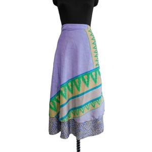 100% seda Reversible 2 capas envoltura mágica colorido bloque de mano estampado Floral Casual Sari falda cinturón Vintage Natural transpirable - Product Image 1