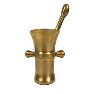 Mortier et pilon en laiton gravé avec poignées. Style historique, disponible à prix de gros. - Product Image 2