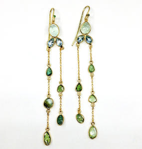 Pendientes colgantes de turmalina para mujer, Plata de Ley 925, chapado en oro, hecho a medida, multicolor - Product Image 2