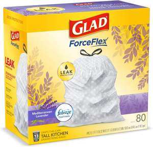 Sacs poubelle de cuisine à cordon Glad ForceFlex - Fraîcheur et propreté avec Febreze, 160 ct./13 gal. - Product Image 1