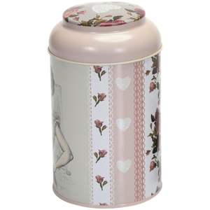 1.2L Rose Finette Blanche Couvercle Dôme Boîte 105mm x 150mm Organisateur rond en métal - Product Image 3