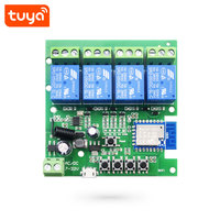 Relais intelligent Tuya avec modes de fonctionnement Inching/Auto-bloquant/Interlock, Relais intelligent WIFI pour ouverture de porte, Relais 4 canaux avec RF433 PST-TYWB-4CH