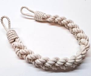 Attache de rideau en corde de coton blanche : Décoration nautique tressée - Product Image 2