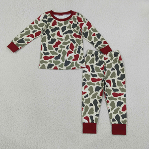 Ensemble de pyjamas de Noël pour bébés garçons, manches longues, vert et rouge camouflage, chemises boutonnées - Product Image 6