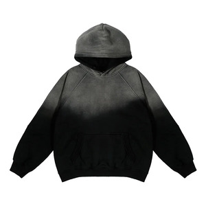 เสื้อฮู้ดดี้ผู้ชายผ้าฝ้าย 100% คุณภาพสูง สไตล์วินเทจฟอกสีแบบดับเบิ้ลเลเยอร์ ล้างสีแบบแอซิดวอช สำหรับฤดูหนาว น้ำหนัก 300 กรัม แห้งเร็ว รับผลิตตามแบบ OEM - Product Image 1