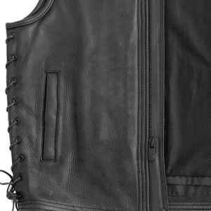 Chaleco ajustado para hombre, Chaleco de cuero transpirable para motocicleta, estilo callejero, cuello en V, vestido Formal informal, motorista, sin mangas, moda - Product Image 4