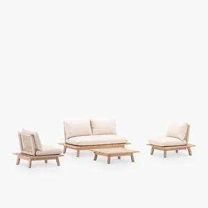 Ensemble de canapé en bois de teck et métal avec coussin de corde mobilier d'extérieur jardin en bois pour ensemble de meubles de patio-Imona - Product Image 1