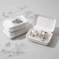 Boîte à bagues rectangulaire blanche en pulpe moulée, biodégradable, pour bracelets, emballage en gros du fabricant