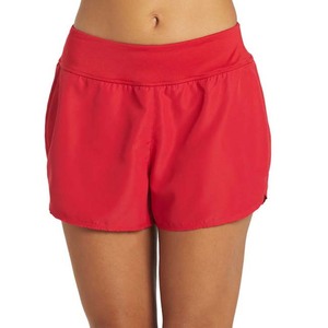 Léger plaine teinture vêtements de sport entraînement Fitness Shorts confortable tissu respirant femmes porter des shorts couleur rouge - Product Image 1