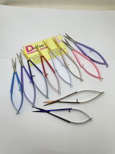 Ciseaux à ressort à sourcils enduits de couleur professionnelle lame droite en acier inoxydable durable meilleurs ciseaux à ressort à cils/sourcils - Product Image 2