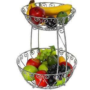 Compre cesta de fruta de metal High Garde con acabado en plata y oro, disponible, última cesta de fruta diseñada para la venta - Product Image 4