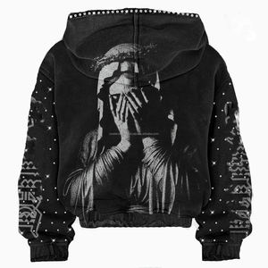 Sudadera con Capucha Personalizada OEM para Hombre, Impresión Digital DTG, Efecto Desteñido, Pedrería, Felpa Francesa, 100% Algodón Ecológico, 400-500 G - Product Image 2