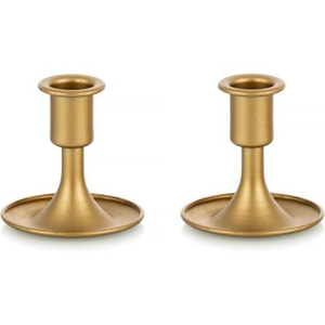 Ensemble de 2 bougeoirs coniques en métal finition dorée pour la maison, les mariages, les fêtes de Noël, la décoration de table et l'éclairage - Product Image 1