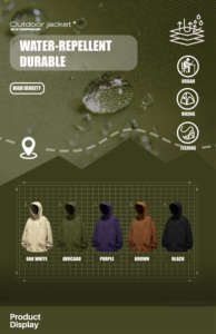 Chaqueta Impermeable para Hombre y Mujer, Talla XL, Cortavientos, Transpirable, con Capucha, para Invierno, Ajuste Regular, Exterior de Poliéster - Product Image 6