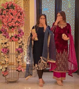 PRESENTANDO NUEVO CONJUNTO DE TOP DE TERCIOPELO PESADO DE BUENA CALIDAD CON PRECIOSO PLAZZO DE TERCIOPELO BORDADO Y PESADO - Product Image 4