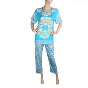Women's 2 Piece <b>Night</b> Suit - <b>Light</b> Blue - Product Image 4