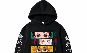 Sweat à capuche ample pour homme avec logo personnalisé, en polyester/coton tissé, anti-boulochage, impression numérique de dessins animés, pour l'hiver - Product Image 3