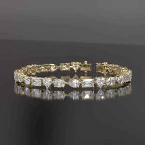 Moissanite Diamond Tennis Bracelet for Women <b>Men</b> 12 Carat Round Cut Rhodium Plated 925 Sterling <b>Silver</b> Trendy Wedding Jewelry - Product Image 3