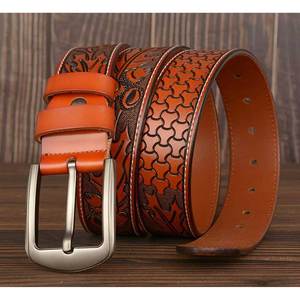 Smooth-Finish Alloy Buckle Leather <b>Belt</b> with <b>Metal</b> Accent Retro-Inspired Genuine Leather <b>Belt</b> with Vintage Buckle - Product Image 6
