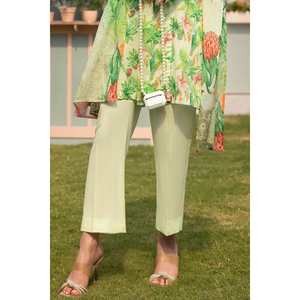 ชุดผ้ามัสลินพิมพ์ลายดิจิทัลสีเขียวสำหรับผู้หญิง 3 ชิ้น แบบยังไม่เย็บติดกัน - Product Image 2