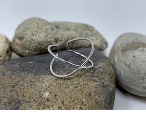<b>Adjustable</b> Open Band Women's Silver Crossover <b>Ring</b> Handmade Minimalist <b>Thumb</b> <b>Ring</b> for Daily Wear Christian Religious Type - Product Image 4