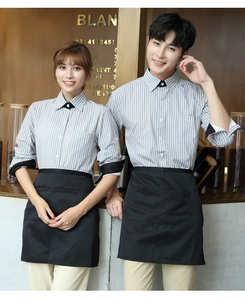 Chemise d'été en denim pour hommes, formelle, confortable, respirante, cuisine, hôtel, restaurant, café, restauration, vêtements de travail - Product Image 6