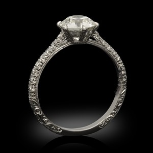 Anillo de boda de lujo de oro blanco de 14K y Plata de Ley 925, Diamante de moissanita VVS de corte redondo personalizado para mujer - Product Image 4