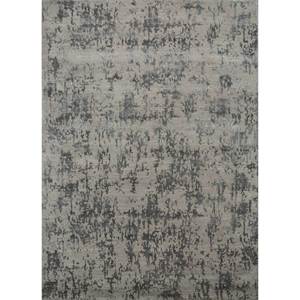 Tapis rectangulaire en laine et soie de bambou noué à la main Kavi gris et noir, motif abstrait Théorie du Chaos pour la maison et le couloir - Esk-408 - Product Image 1