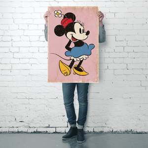 Minnie <b>Mouse</b> Retro Pink Poster Paper Wall Decor - Product Image 4