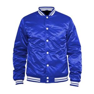 Veste en satin personnalisée OEM pour hommes, avec broderie de design de rue, blouson de baseball Letterman pour hommes - Product Image 2