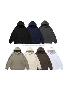 เสื้อฮู้ดดี้และเสื้อสเวตเชิ้ตผ้าฟลีซโพลีเอสเตอร์ผสมคอตตอนหนา 380 แกรม พิมพ์โลโก้ตามสั่ง ทรงโอเวอร์ไซส์ ไหล่ตก ไม่มีเชือกผูก สำหรับผู้ชาย - Product Image 4